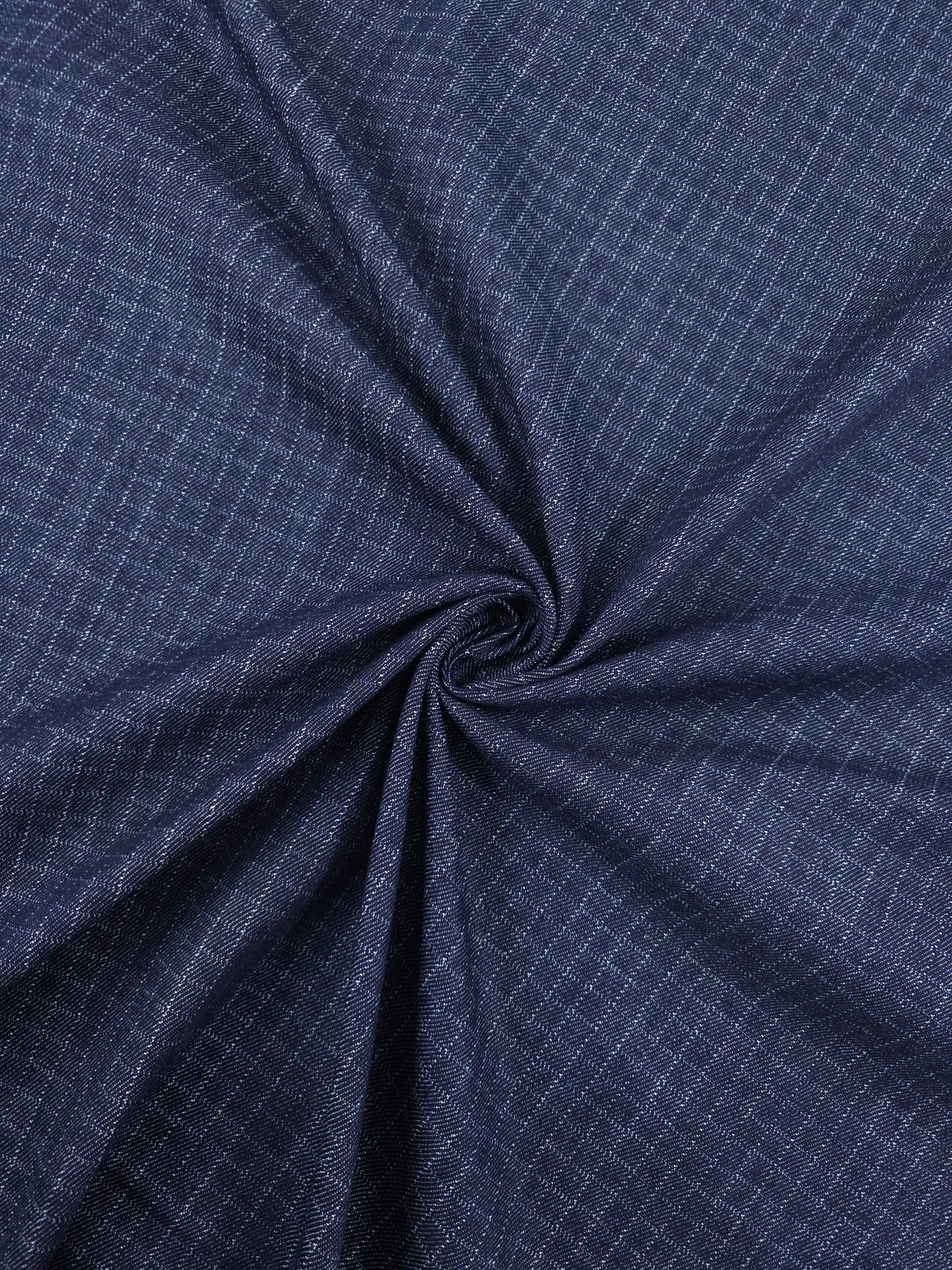 Navy Small Square Grid Denim