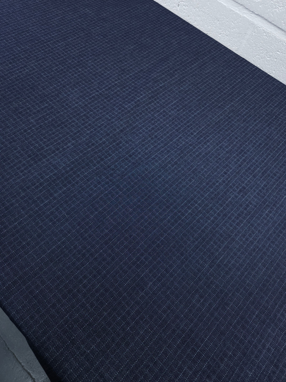 Navy Small Square Grid Denim