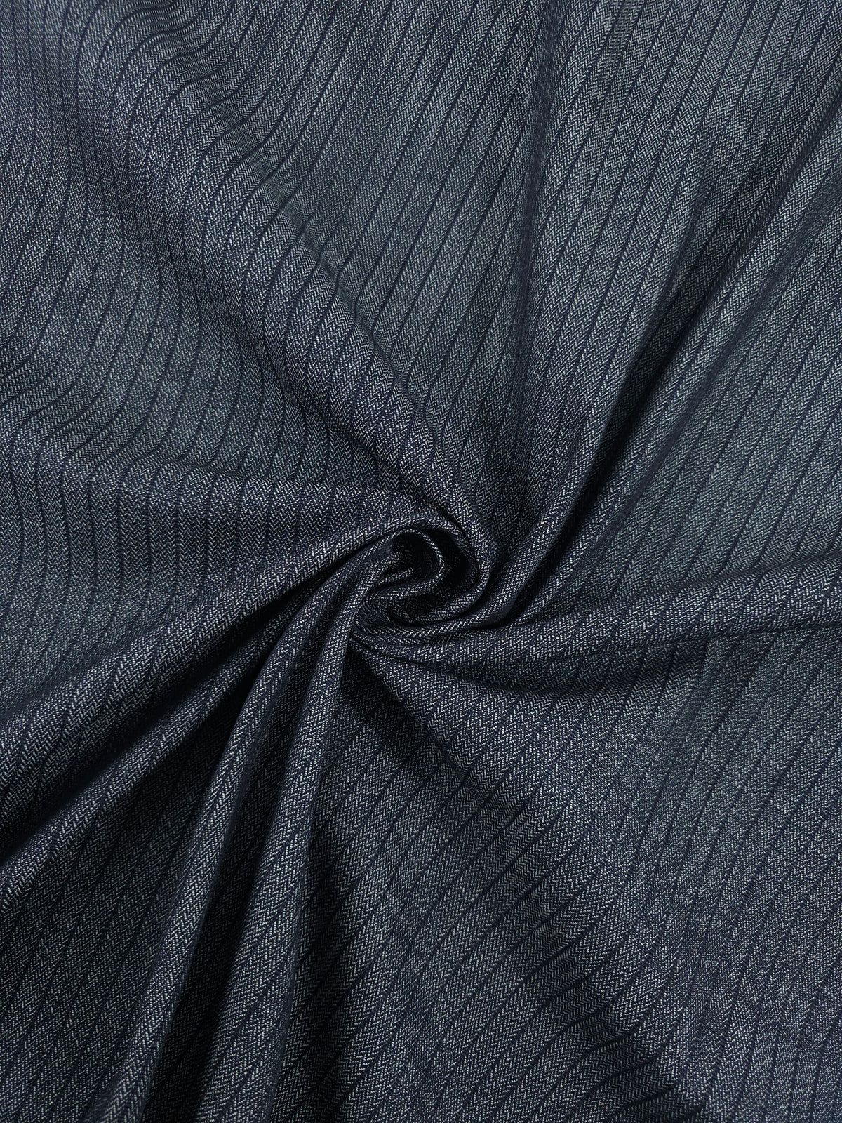 Midnight Navy Herringbone Stripe Denim