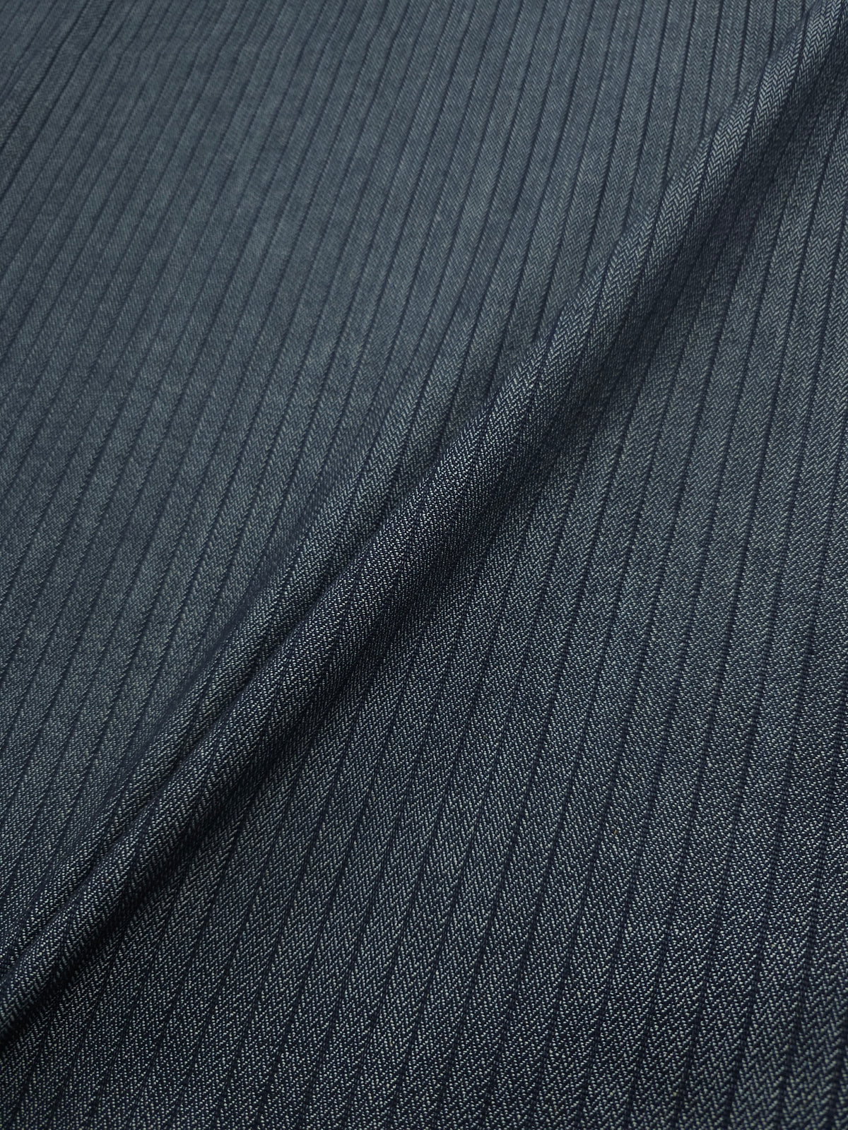 Midnight Navy Herringbone Stripe Denim