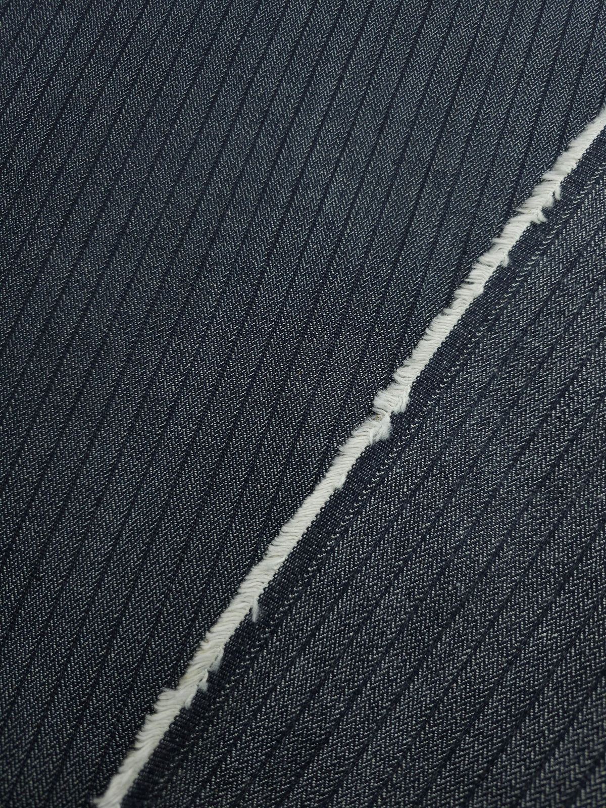 Midnight Navy Herringbone Stripe Denim
