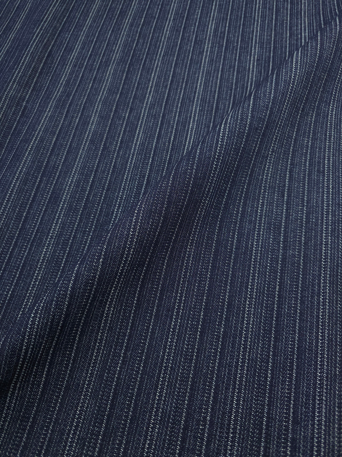 Indigo Navy Dotty Stripe Denim