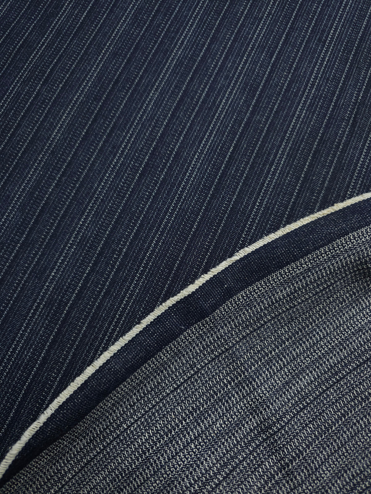 Indigo Navy Dotty Stripe Denim
