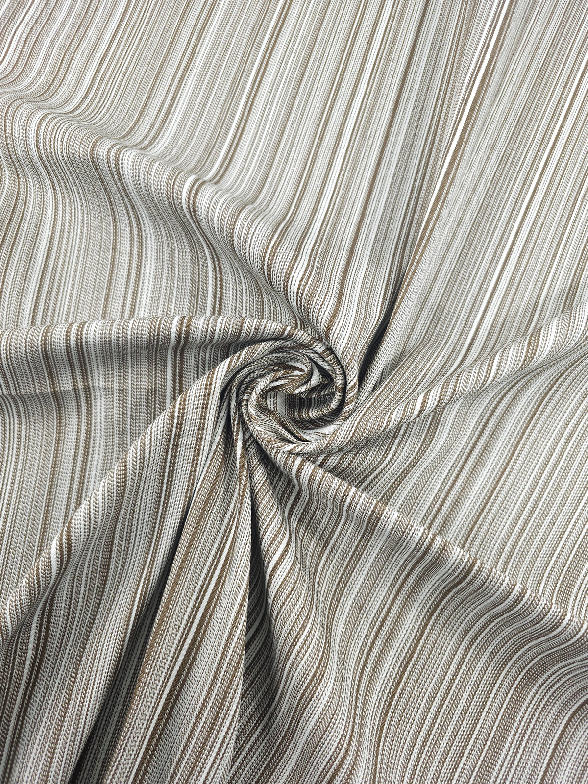 Coffee Brown Busy Stripe Denim