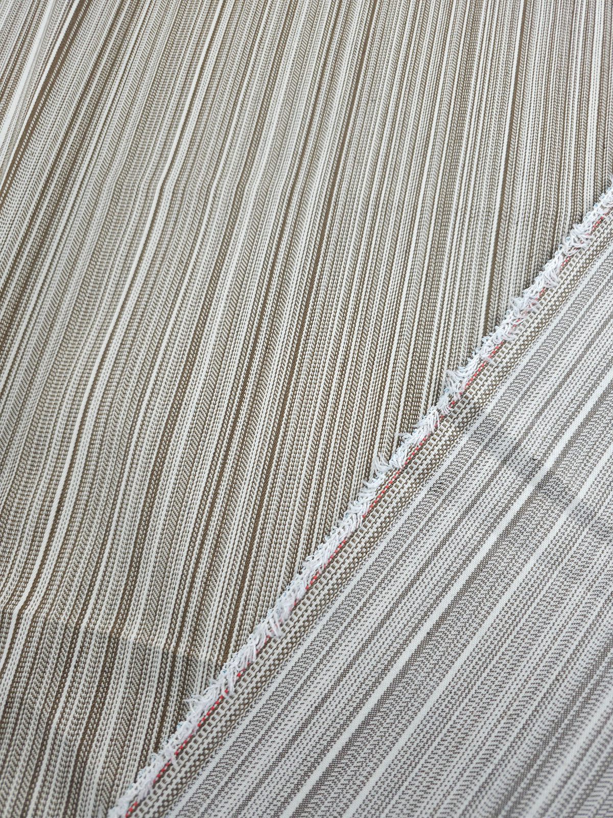 Coffee Brown Busy Stripe Denim