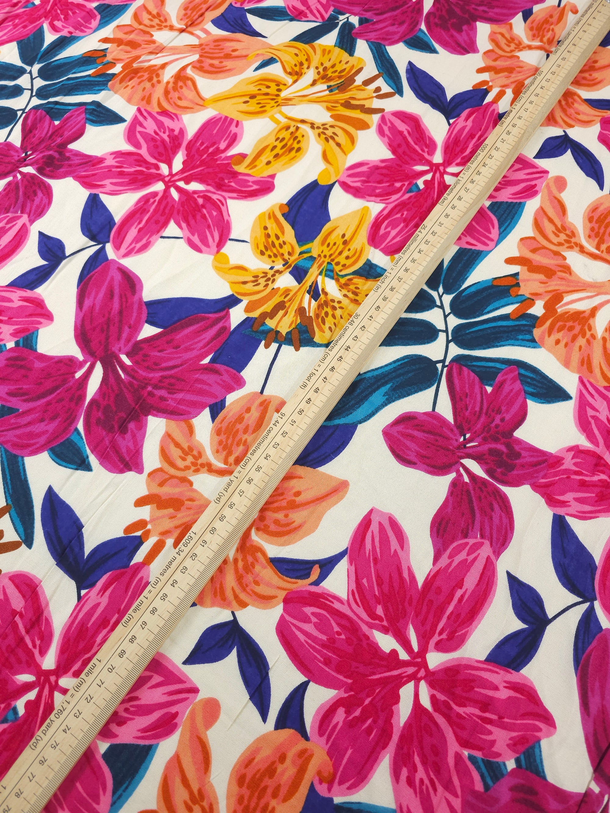 Exotic Palm Floral Viscose Linen