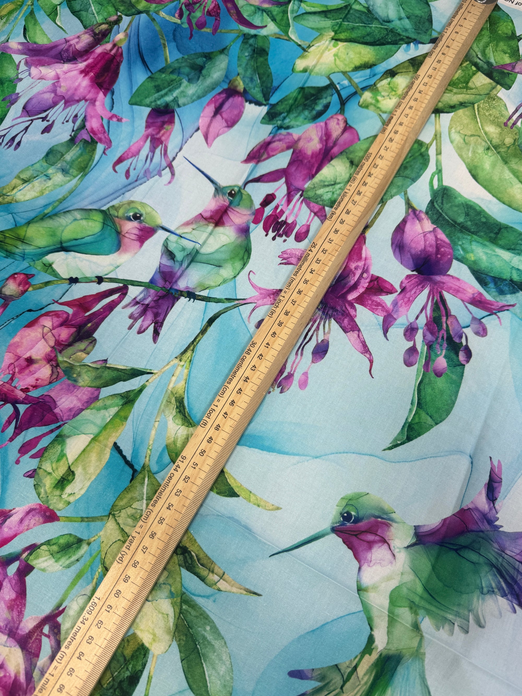 Hummingbird Floral Valley 100% Cotton - 75cm Panel
