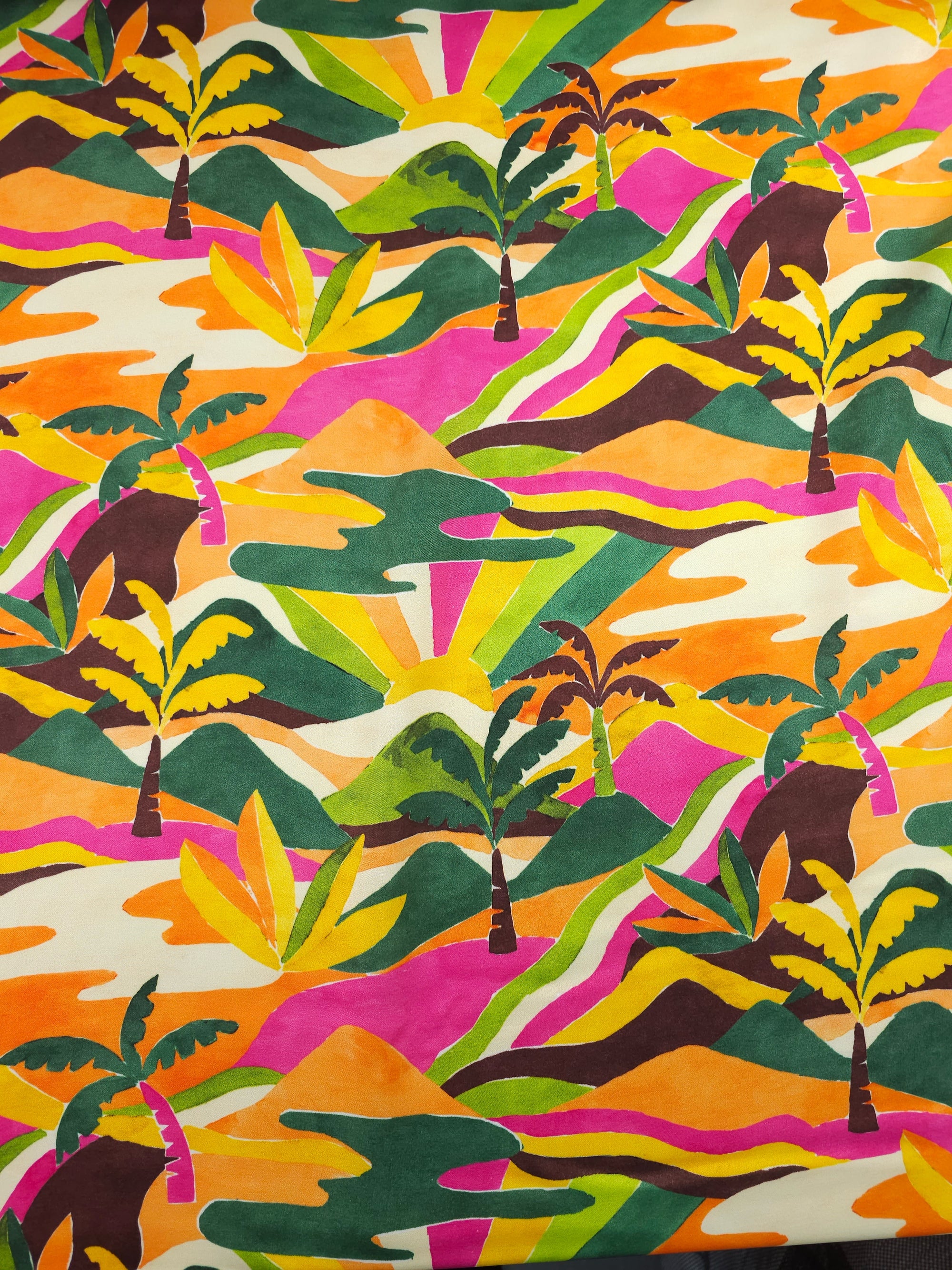 Sunset Palm Valley Viscose Satin