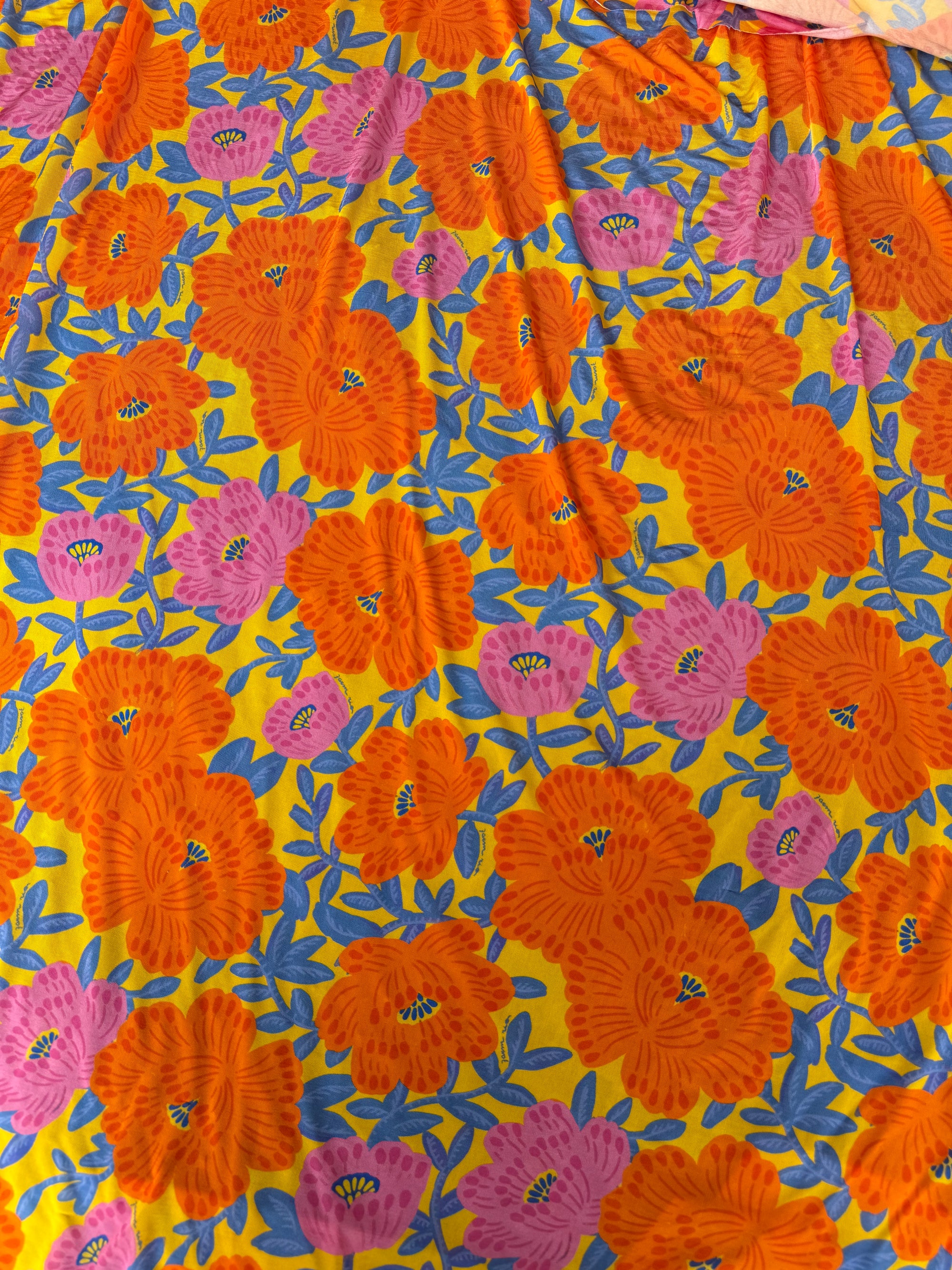 *PRE ORDER* Orange/Pink Floral Lightweight Rayon Jersey