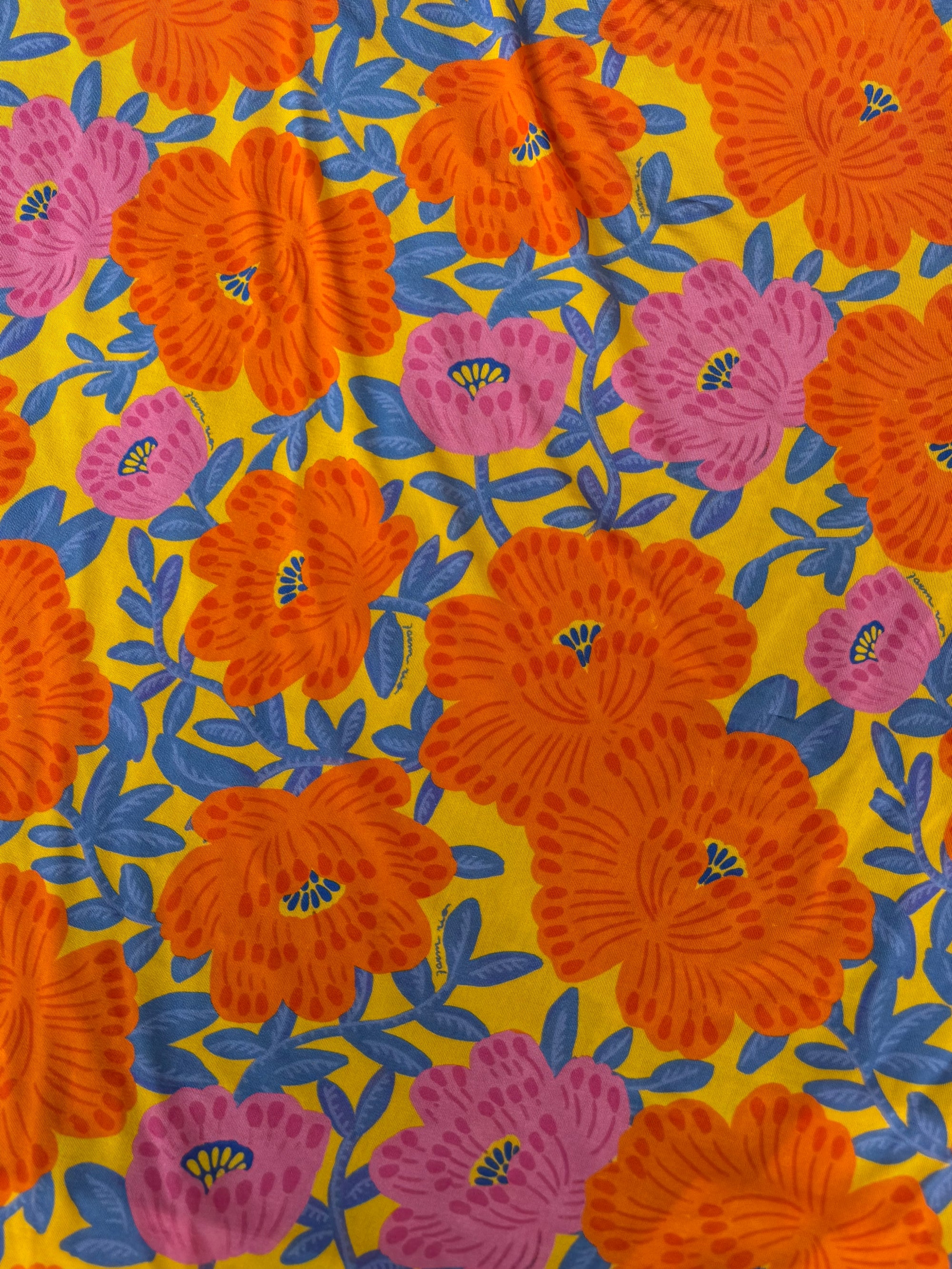*PRE ORDER* Orange/Pink Floral Lightweight Rayon Jersey