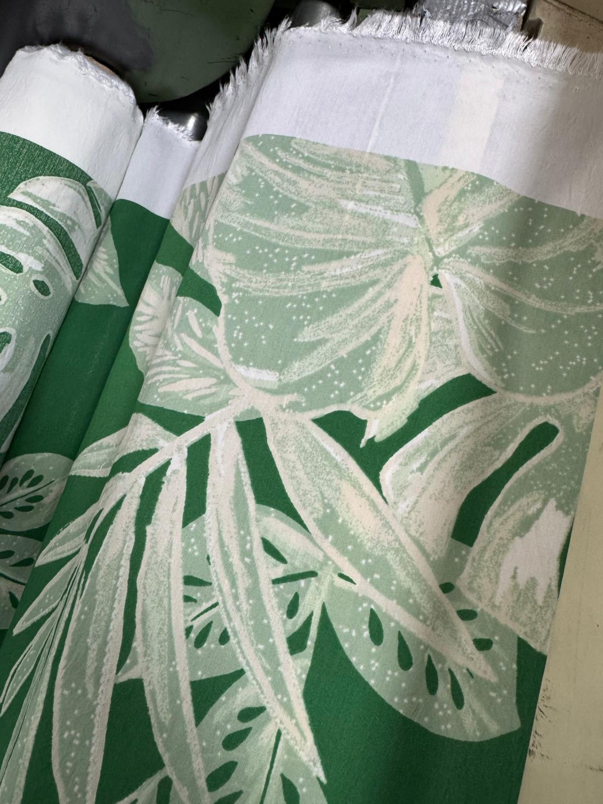 Green Palm Leaf Viscose Crepe *DEFECT*