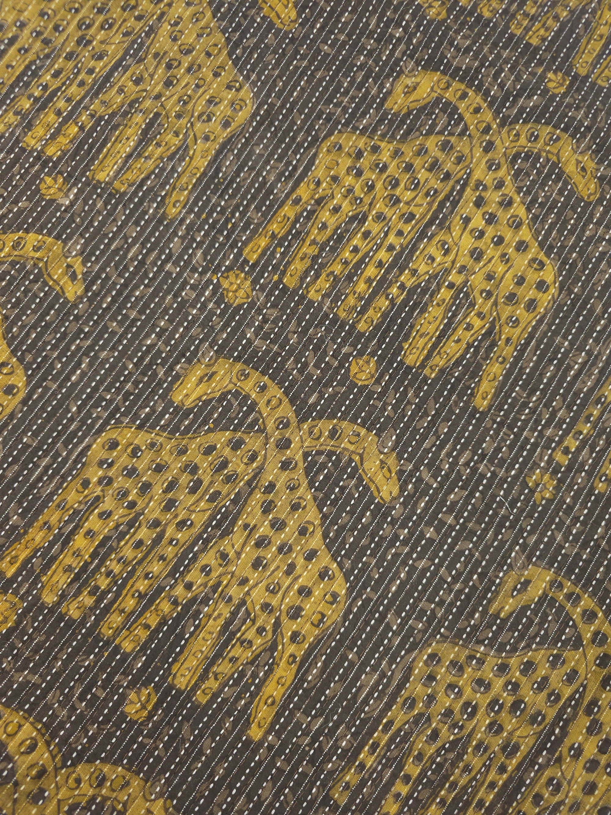 Brown Giraffe Quilted Block Print