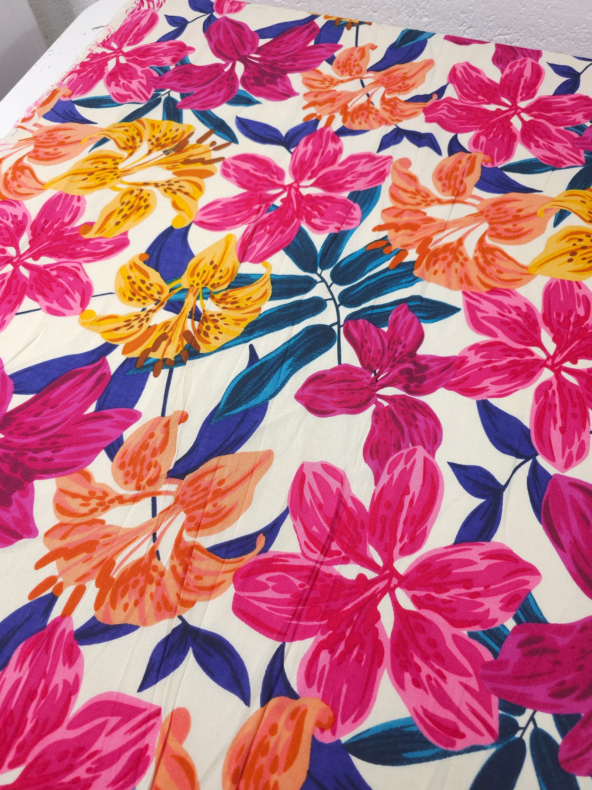 Exotic Palm Floral Viscose Linen