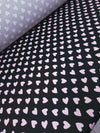 Black/Pink Heart Stretch Cotton Sateen