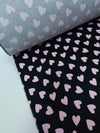 Black/Pink Heart Stretch Cotton Sateen