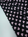 Black/Pink Heart Stretch Cotton Sateen