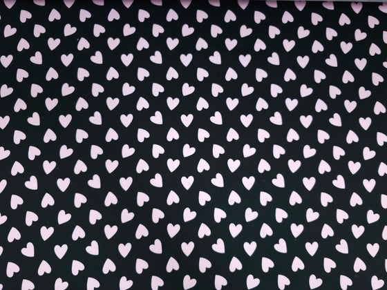 Black/Pink Heart Stretch Cotton Sateen