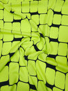 Neon Yellow Abstract Square Poly Peachskin