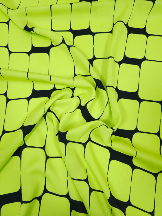 Neon Yellow Abstract Square Poly Peachskin