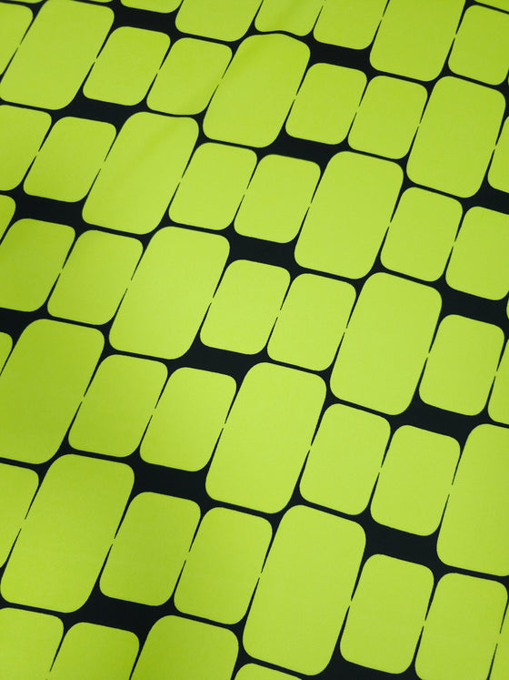 Neon Yellow Abstract Square Poly Peachskin