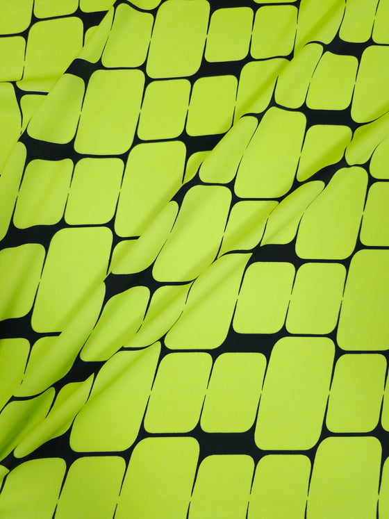 Neon Yellow Abstract Square Poly Peachskin