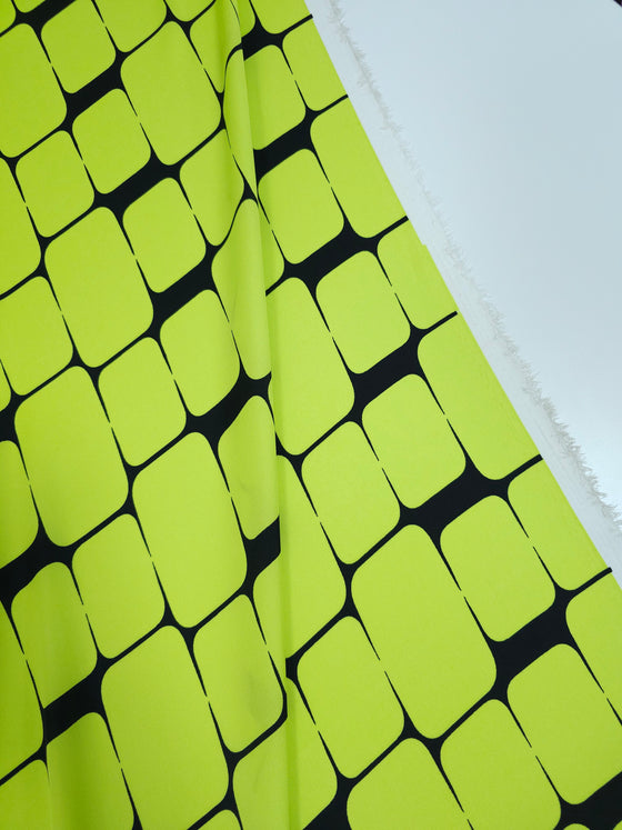 Neon Yellow Abstract Square Poly Peachskin