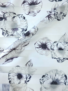  White/Clear Stripe Floral Organza