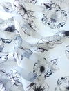 White/Clear Stripe Floral Organza