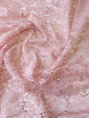 Dusky Pink Sequin Floral Lace