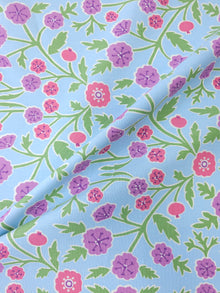  Light Blue Floral Medium-Weight Cotton