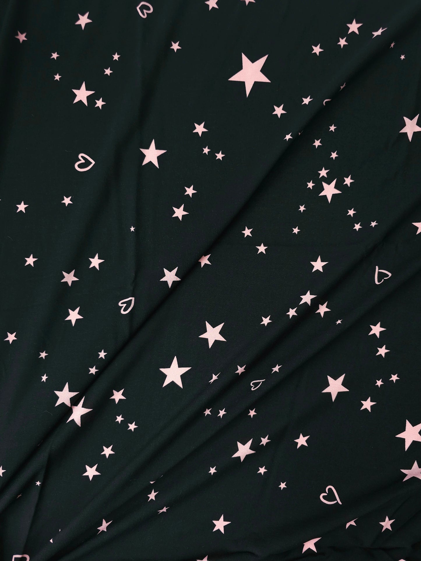 Pink/Black Star & Heart Viscose Rainbow Fabrics