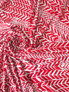 Red Herringbone Viscose Jersey