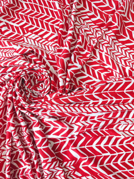 Red Herringbone Viscose Jersey