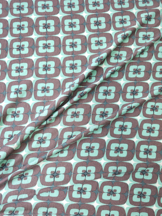 Sage/Brown Abstract Square Viscose Jersey