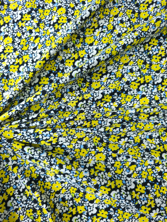 Yellow Floral Party Viscose Jersey