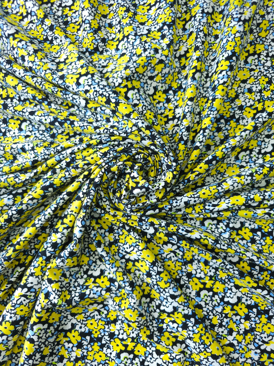 Yellow Floral Party Viscose Jersey