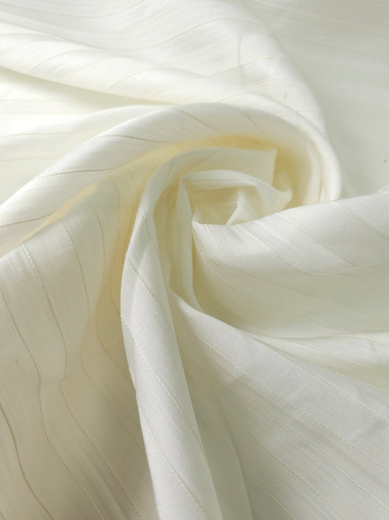 Ivory Embroidered Look Striped Poly