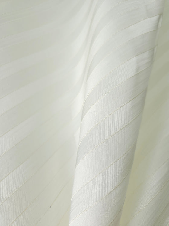 Ivory Embroidered Look Striped Poly