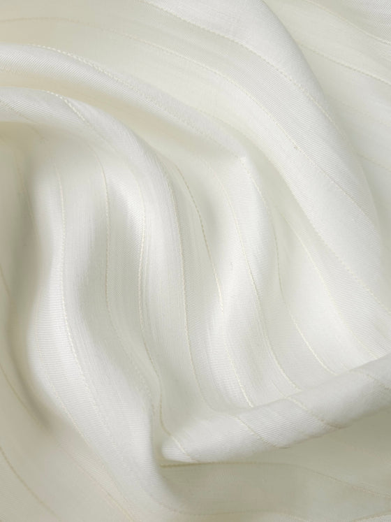 Ivory Embroidered Look Striped Poly
