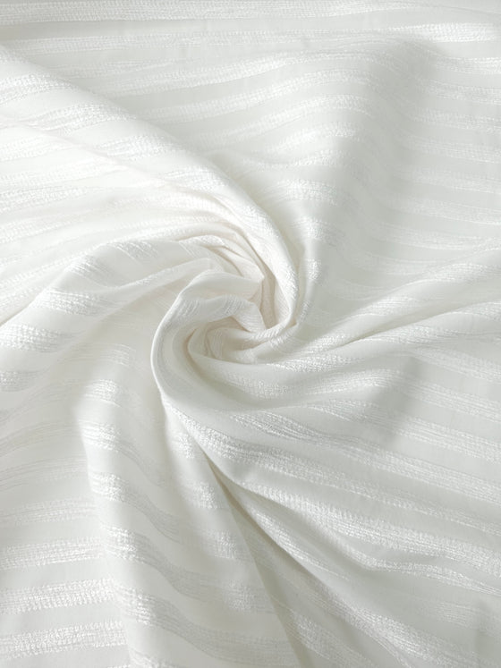 White Stripe Poly Jacquard