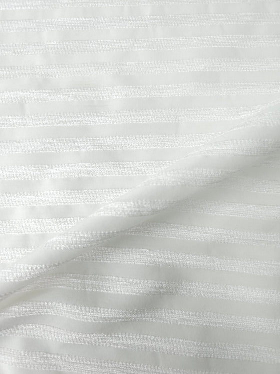 White Stripe Poly Jacquard