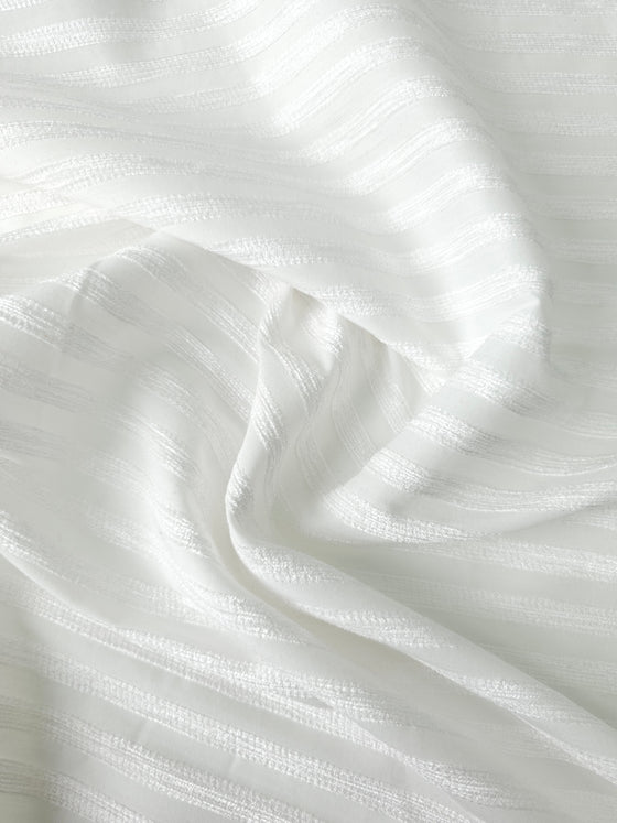 White Stripe Poly Jacquard