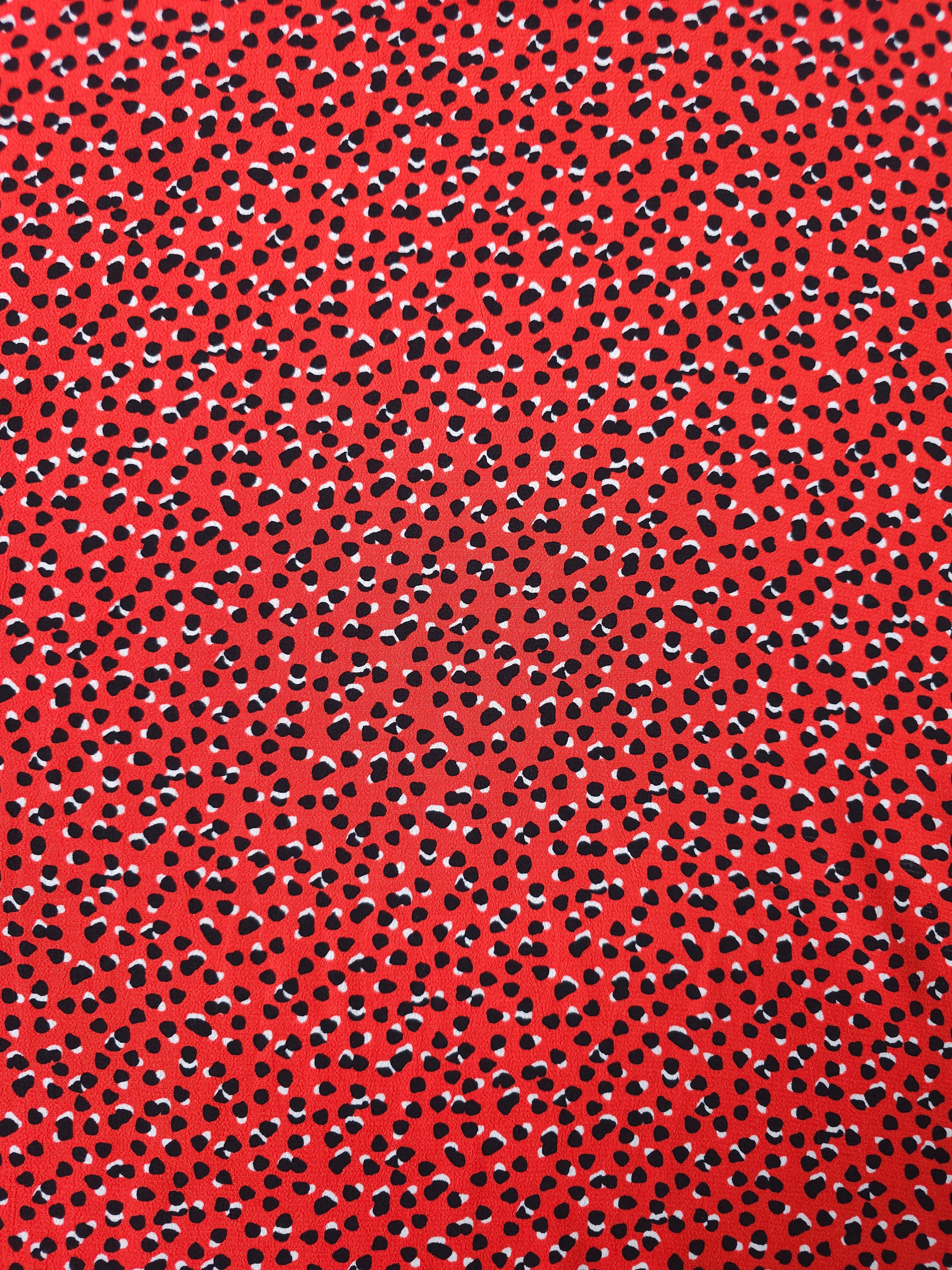 Red Irregular Spot Viscose Crepe