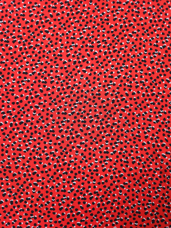 Red Irregular Spot Viscose Crepe