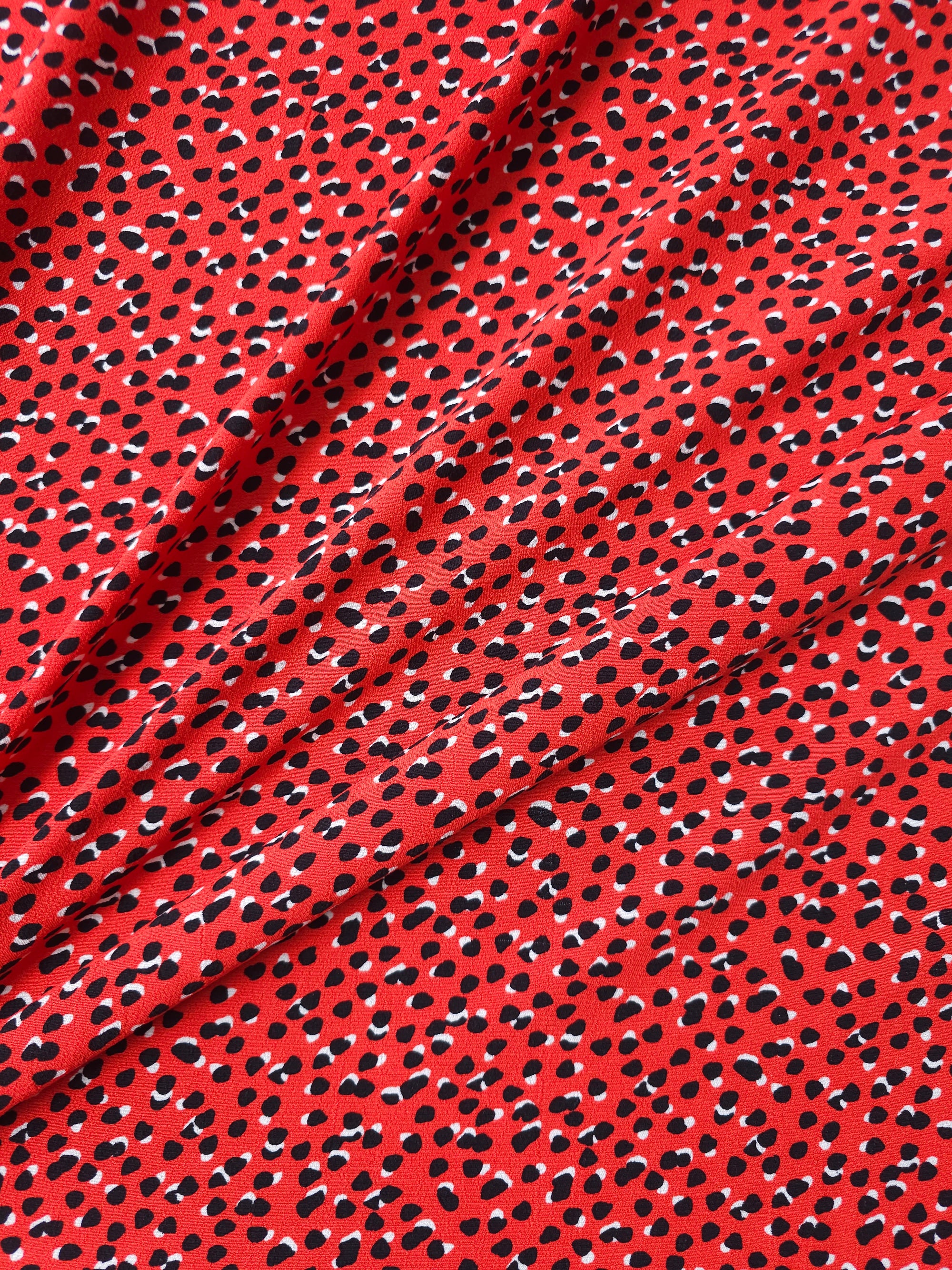 Red Irregular Spot Viscose Crepe