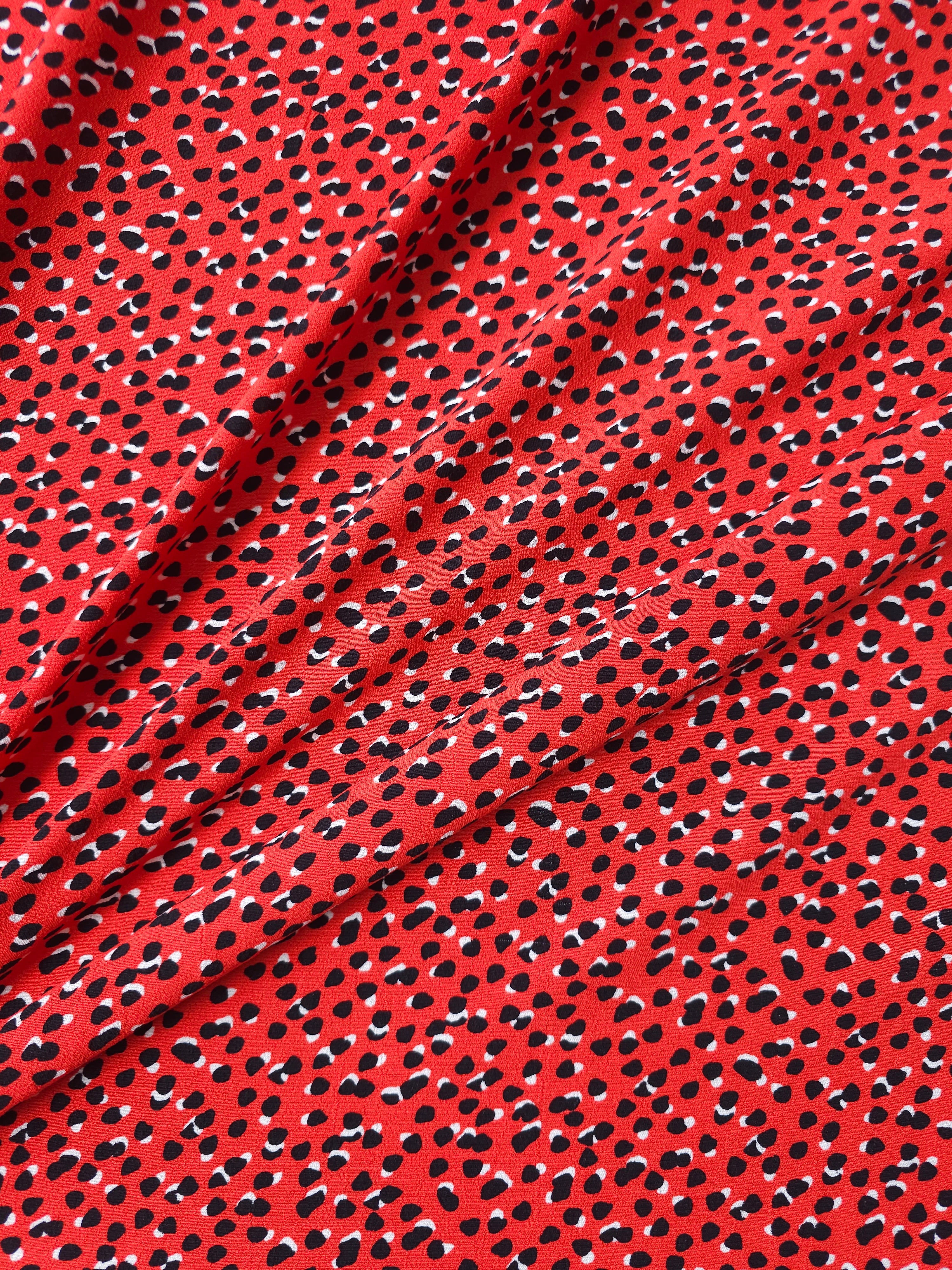 Red Irregular Spot Viscose Crepe