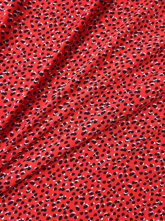 Red Irregular Spot Viscose Crepe