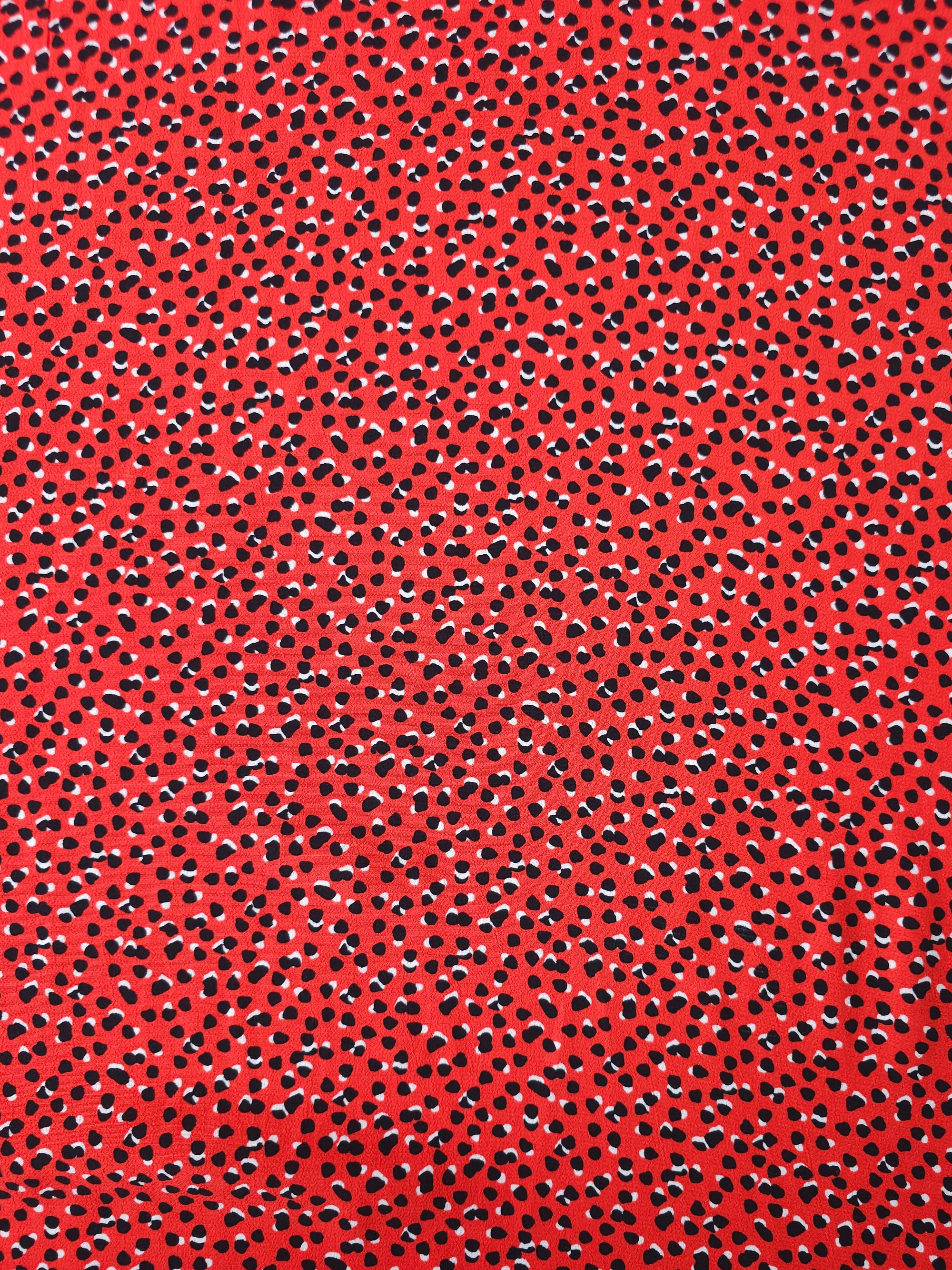 Red Irregular Spot Viscose Crepe