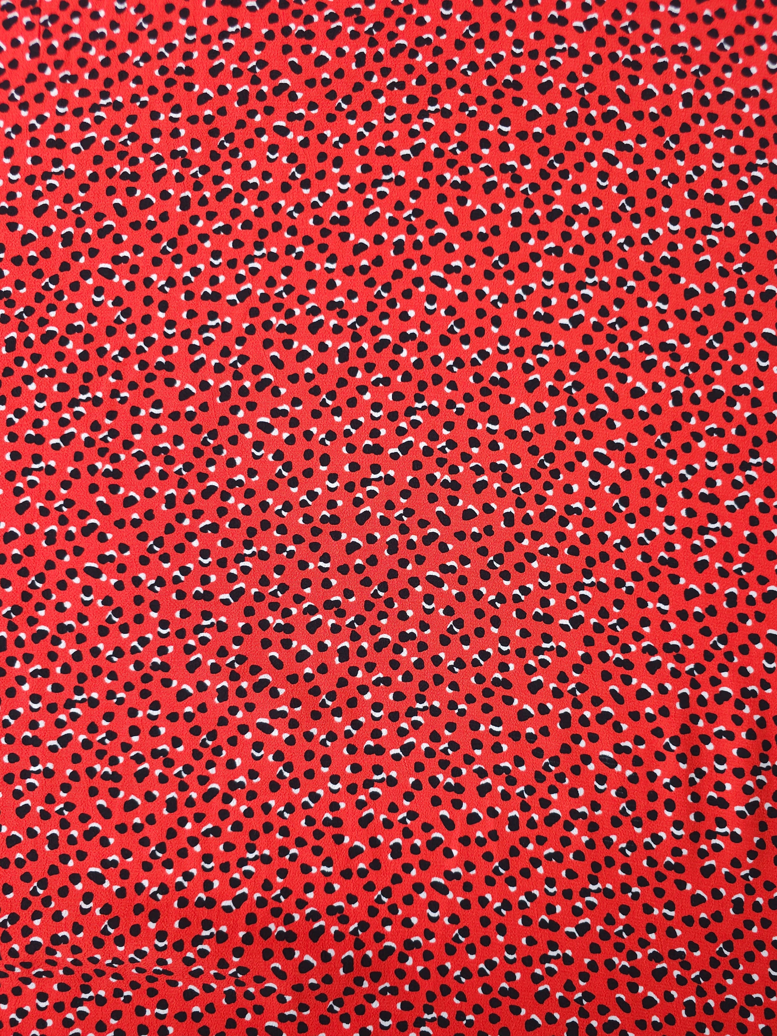 Red Irregular Spot Viscose Crepe