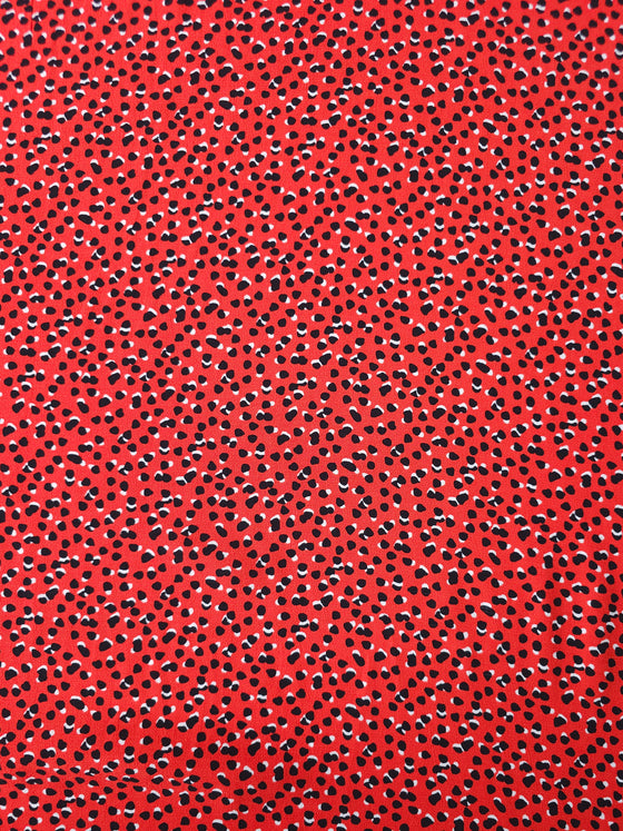 Red Irregular Spot Viscose Crepe